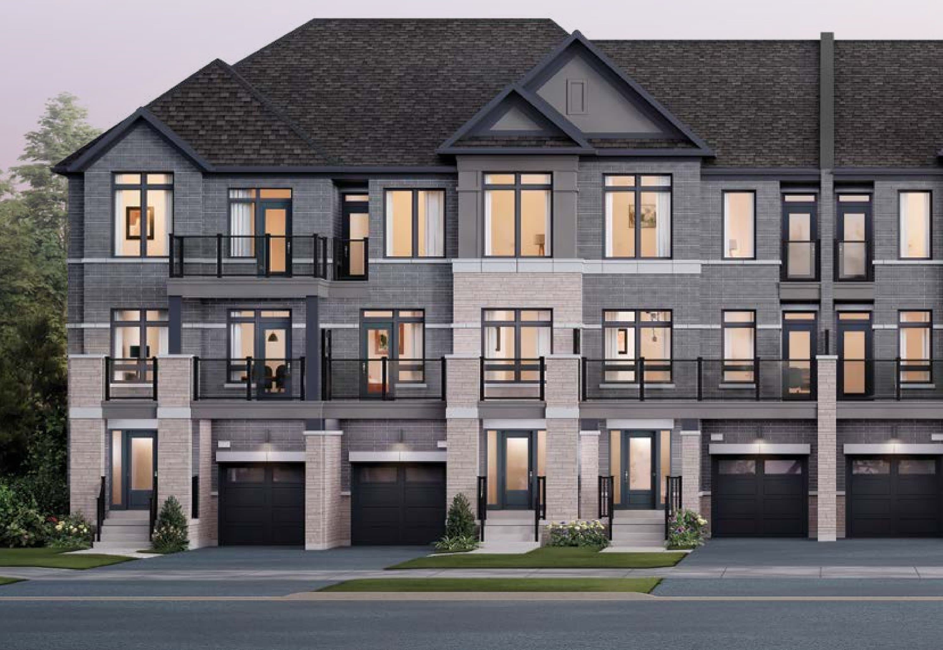 New pre-construction homes in Vaughan at dusk